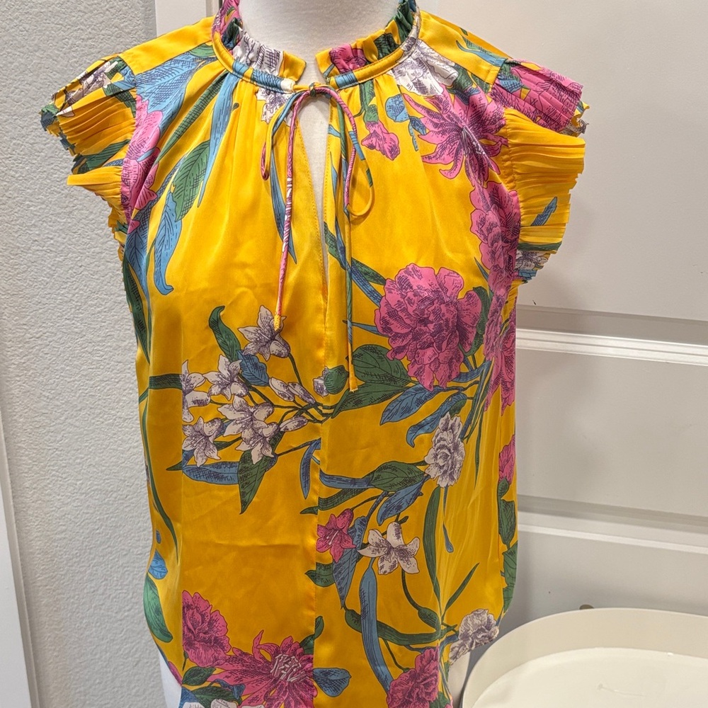 EUC Current Air Vibrant Yellow and Pink Blouse